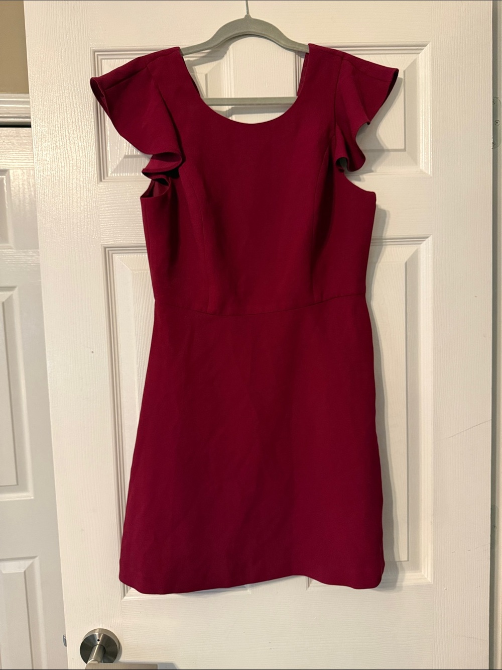 BCBGirls Raspberry Ruffle Sleeve Mini Dress